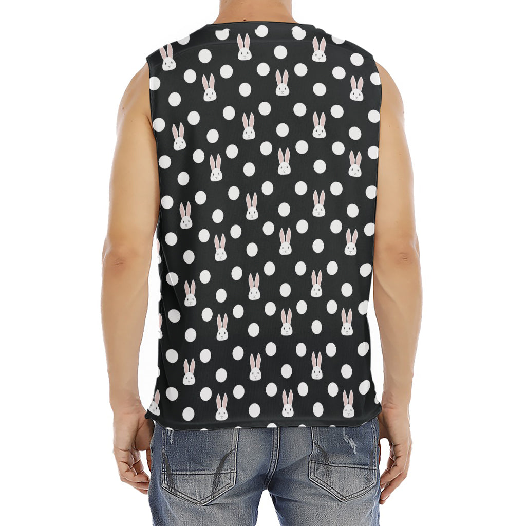 Polka Dot Rabbit Pattern Print Men's Fitness Tank Top