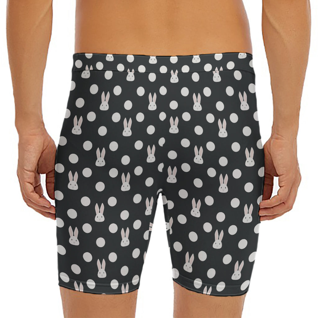 Polka Dot Rabbit Pattern Print Men's Long Boxer Briefs