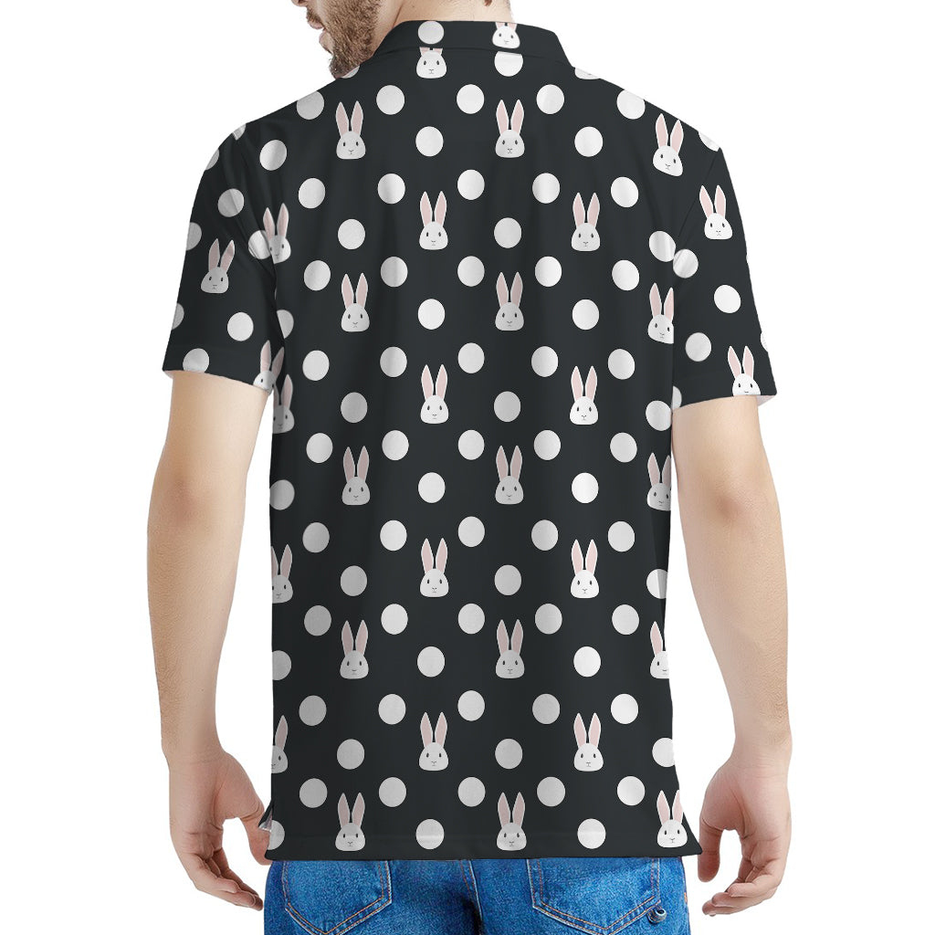 Polka Dot Rabbit Pattern Print Men's Polo Shirt