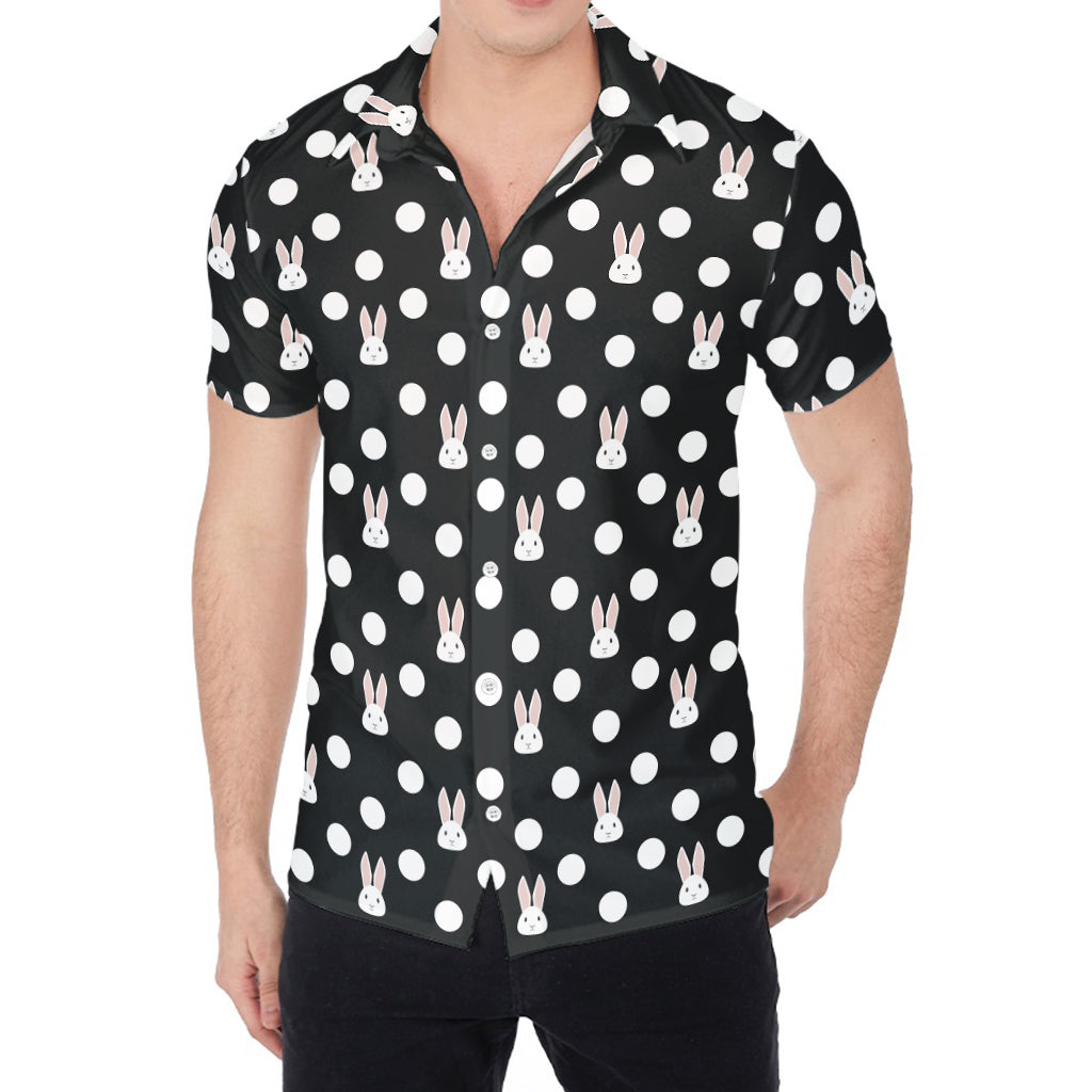 Polka Dot Rabbit Pattern Print Men's Shirt