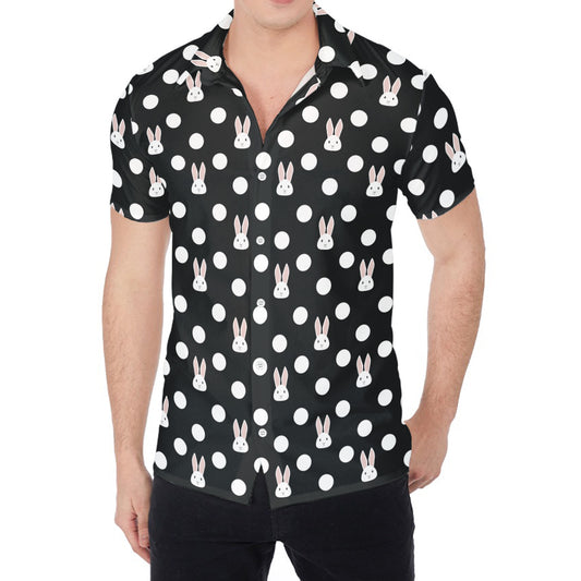 Polka Dot Rabbit Pattern Print Men's Shirt