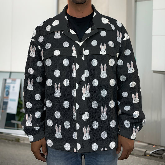 Polka Dot Rabbit Pattern Print Men's Shirt Jacket