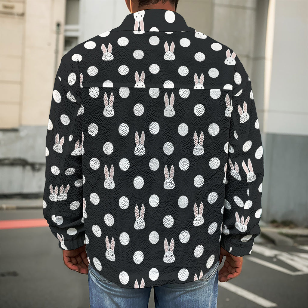 Polka Dot Rabbit Pattern Print Men's Shirt Jacket