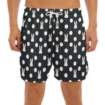 Polka Dot Rabbit Pattern Print Men's Split Running Shorts