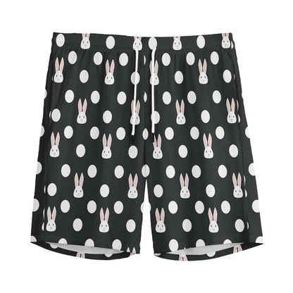 Polka Dot Rabbit Pattern Print Men's Sports Shorts