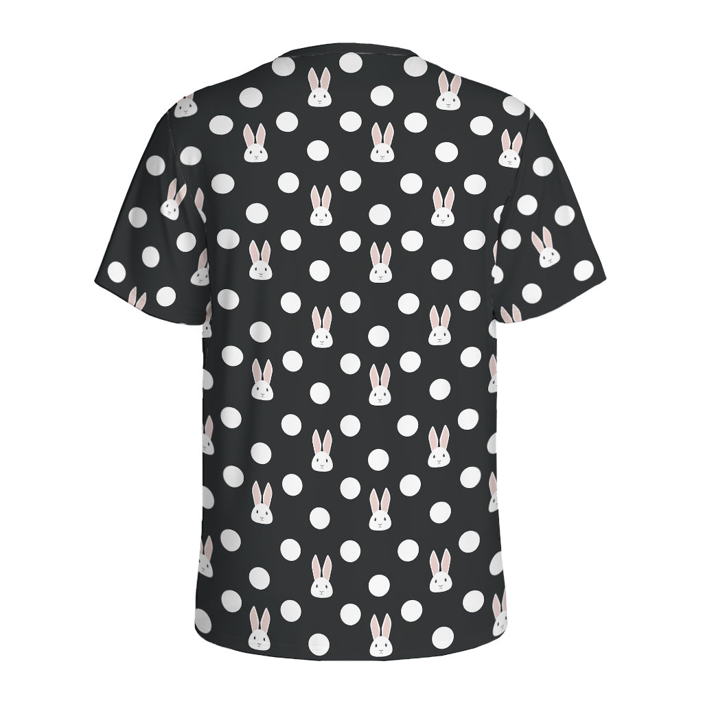 Polka Dot Rabbit Pattern Print Men's Sports T-Shirt