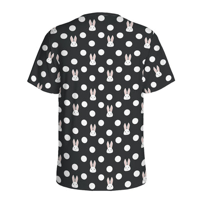 Polka Dot Rabbit Pattern Print Men's Sports T-Shirt