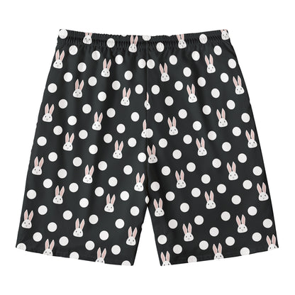 Polka Dot Rabbit Pattern Print Men's Swim Trunks