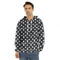 Polka Dot Rabbit Pattern Print Men's Velvet Pullover Hoodie