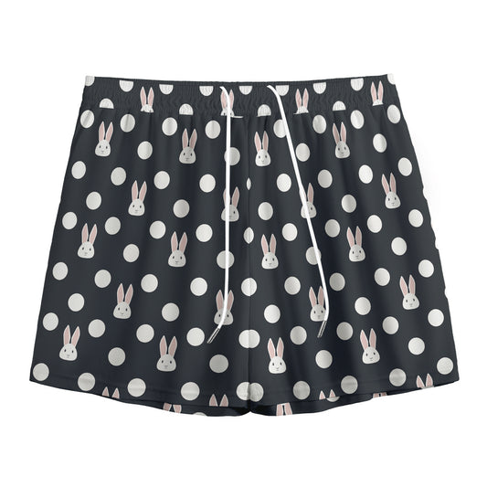 Polka Dot Rabbit Pattern Print Mesh Shorts