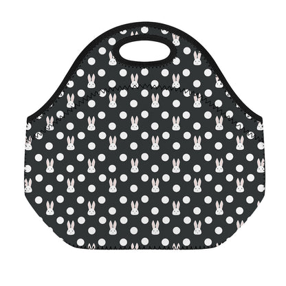 Polka Dot Rabbit Pattern Print Neoprene Lunch Bag