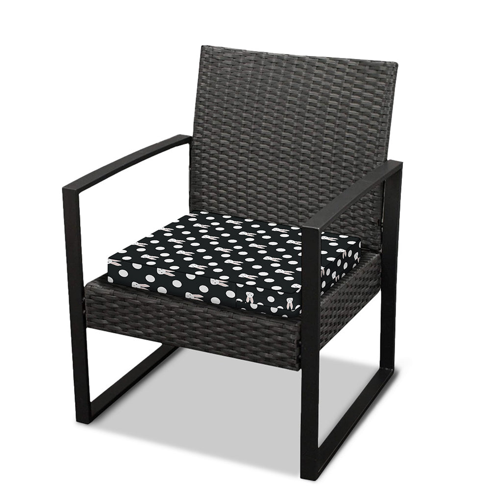 Polka Dot Rabbit Pattern Print Outdoor Seat Cushion Cover