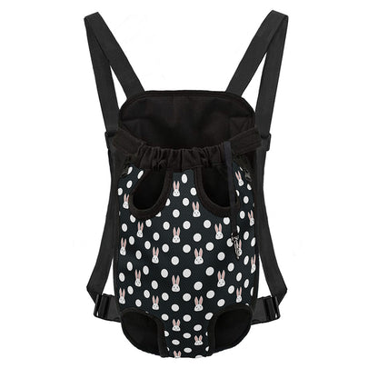 Polka Dot Rabbit Pattern Print Pet Carrier Backpack