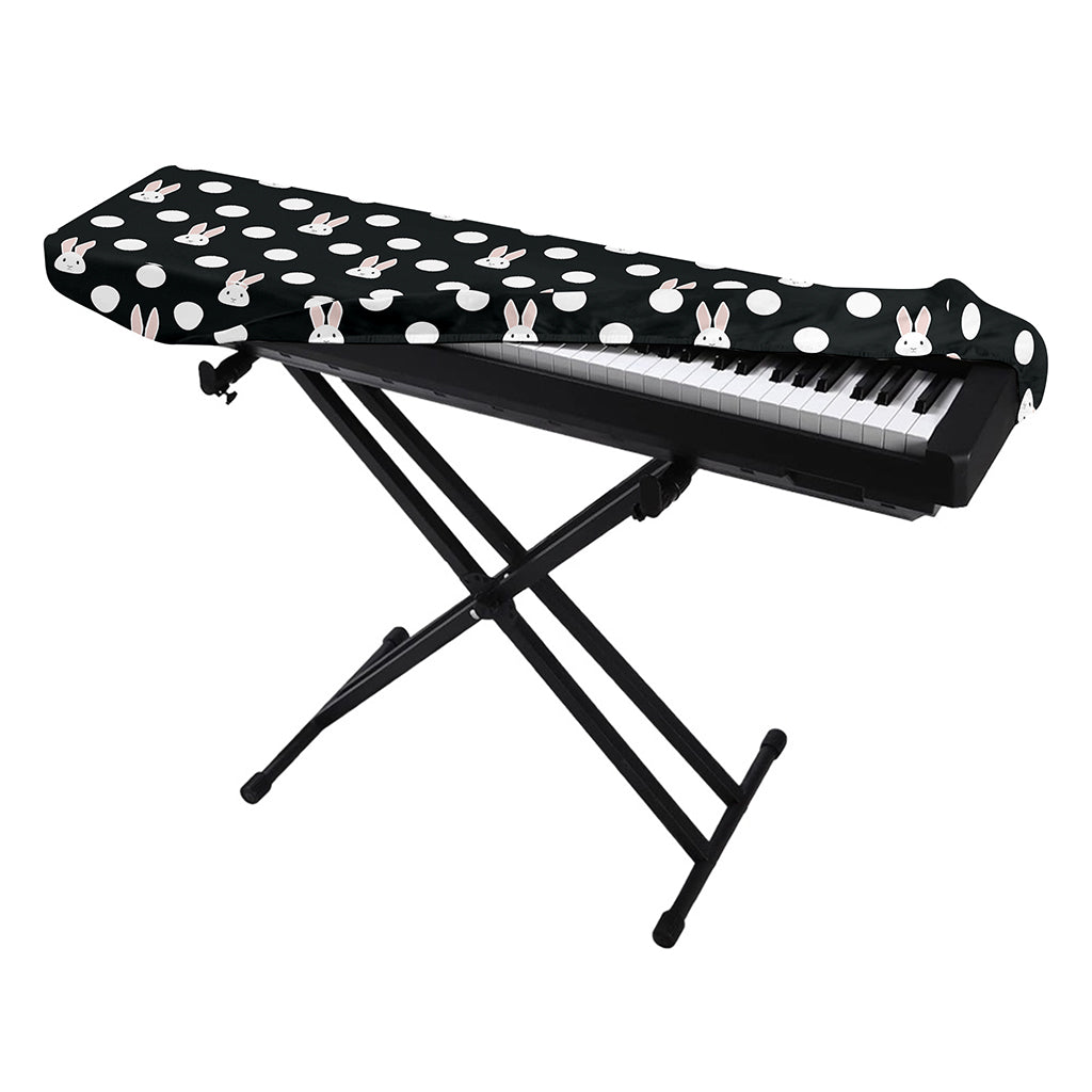 Polka Dot Rabbit Pattern Print Piano Keyboard Cover