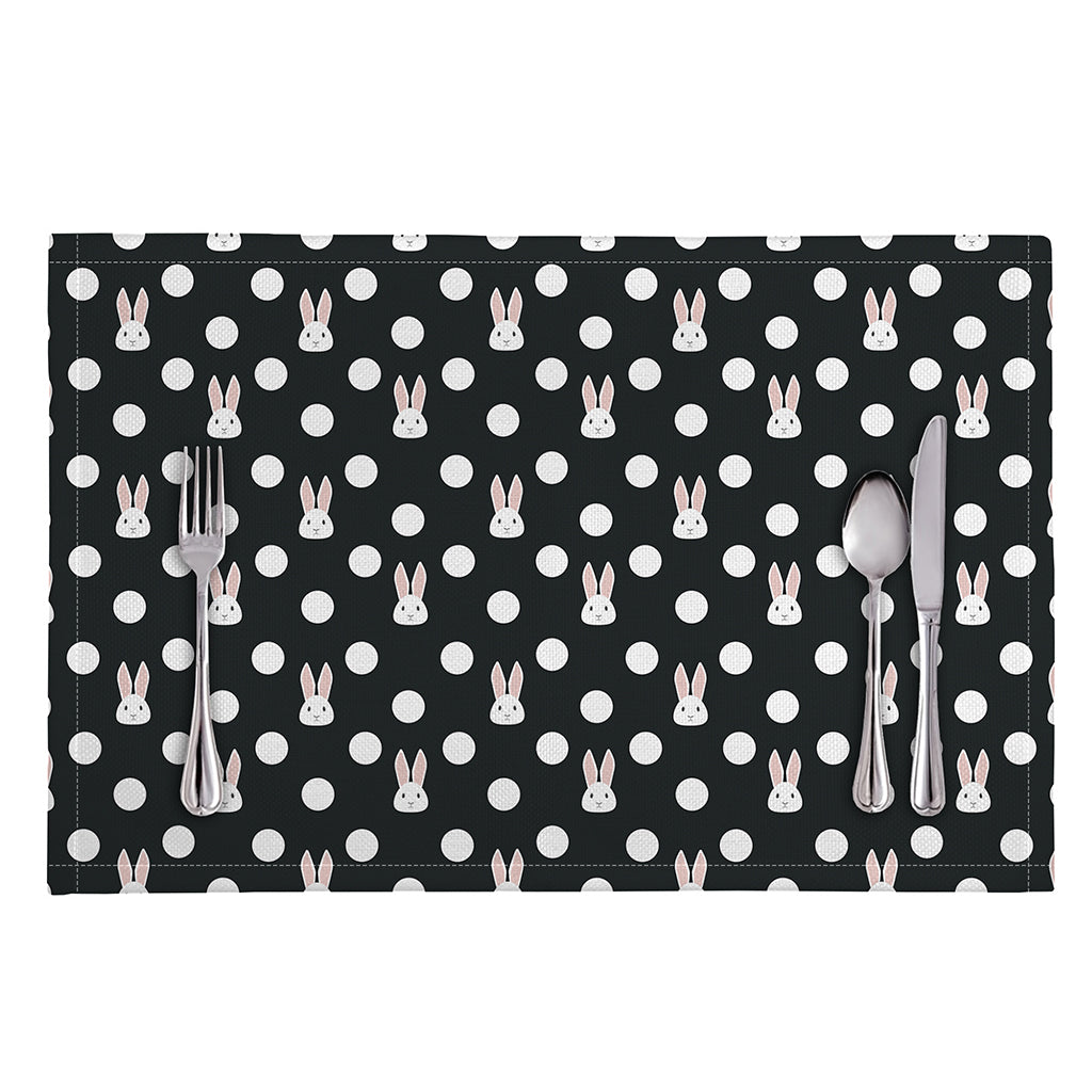 Polka Dot Rabbit Pattern Print Placemat
