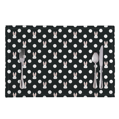 Polka Dot Rabbit Pattern Print Placemat