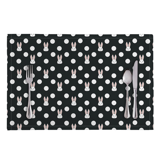 Polka Dot Rabbit Pattern Print Placemat