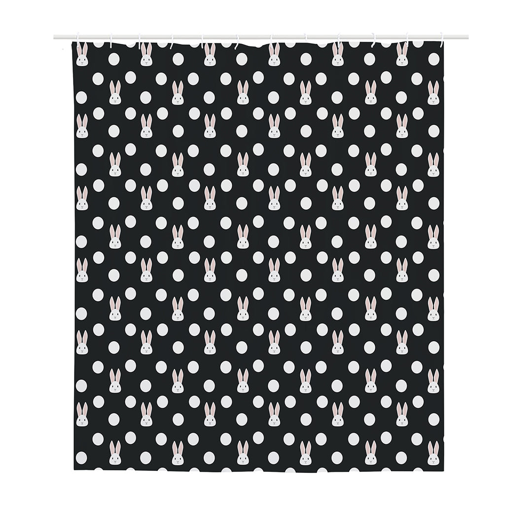 Polka Dot Rabbit Pattern Print Polyester Shower Curtain
