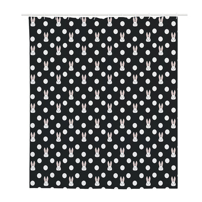 Polka Dot Rabbit Pattern Print Polyester Shower Curtain