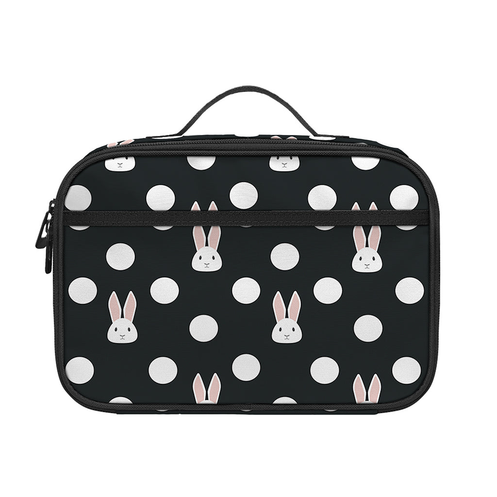 Polka Dot Rabbit Pattern Print Portable Lunch Bag