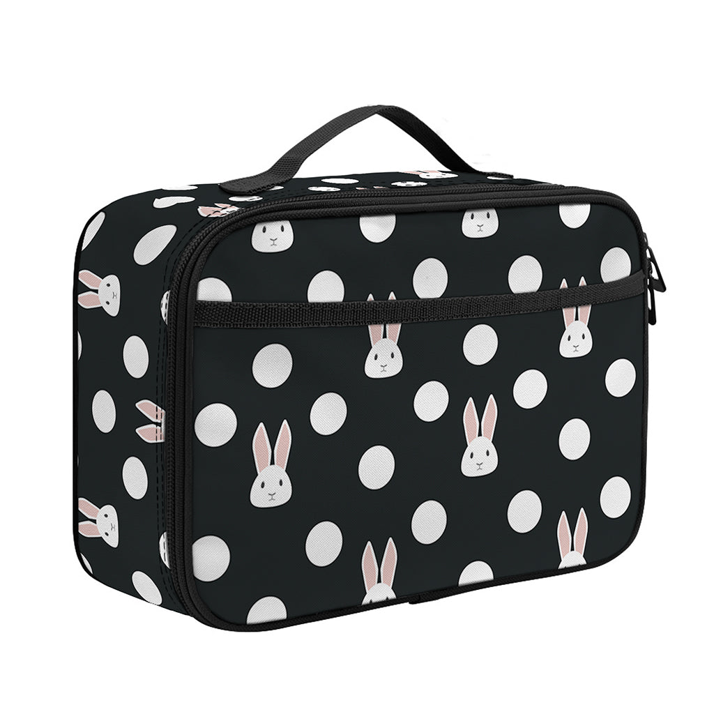 Polka Dot Rabbit Pattern Print Portable Lunch Bag