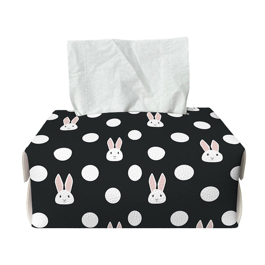 Polka Dot Rabbit Pattern Print Rectangle Tissue Box Cover