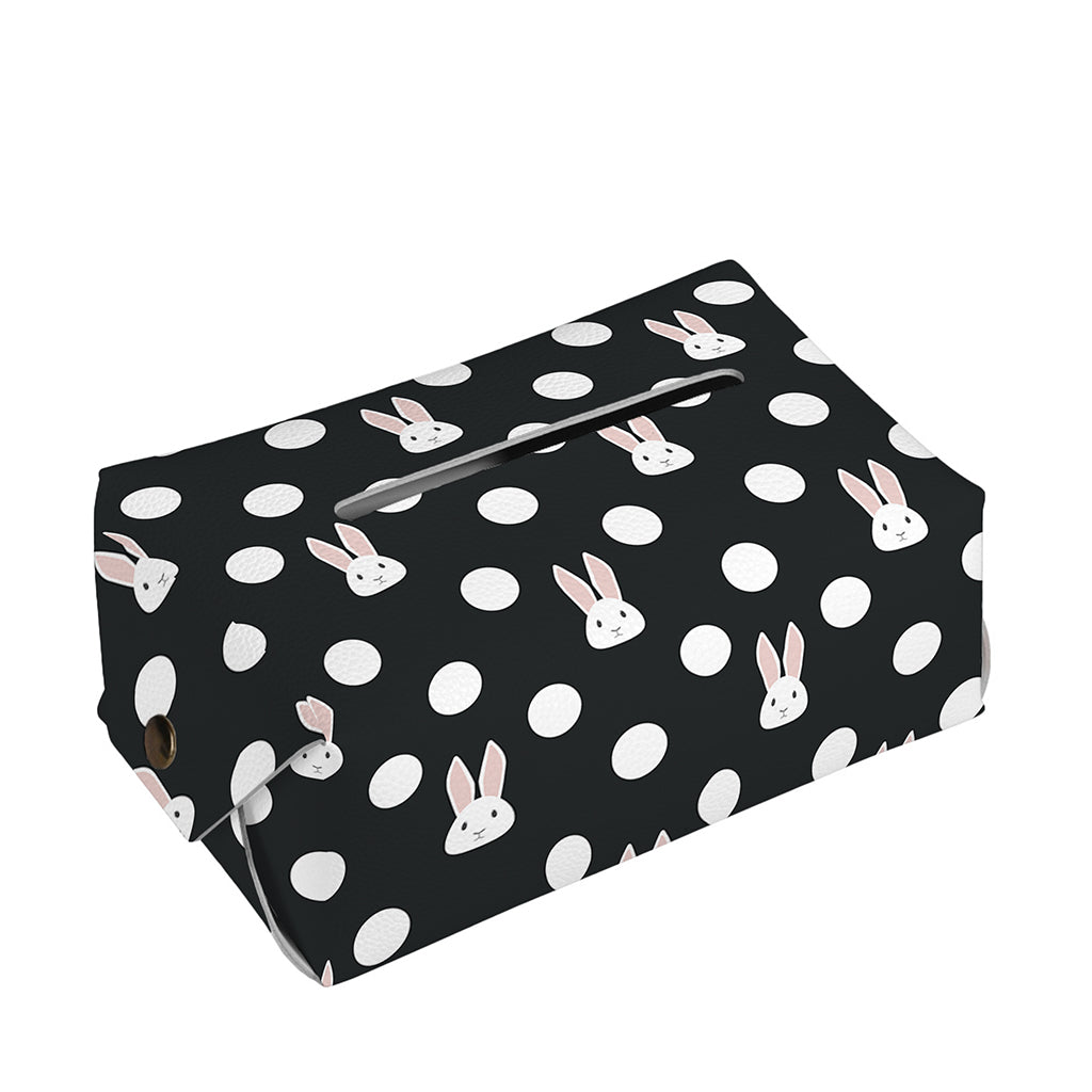 Polka Dot Rabbit Pattern Print Rectangle Tissue Box Cover