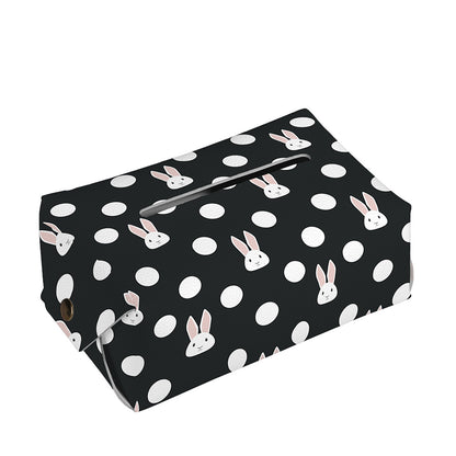 Polka Dot Rabbit Pattern Print Rectangle Tissue Box Cover