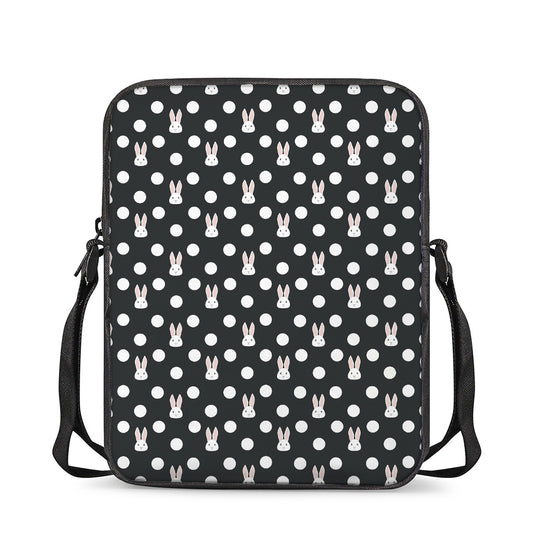Polka Dot Rabbit Pattern Print Rectangular Crossbody Bag