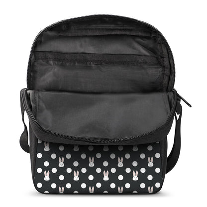 Polka Dot Rabbit Pattern Print Rectangular Crossbody Bag