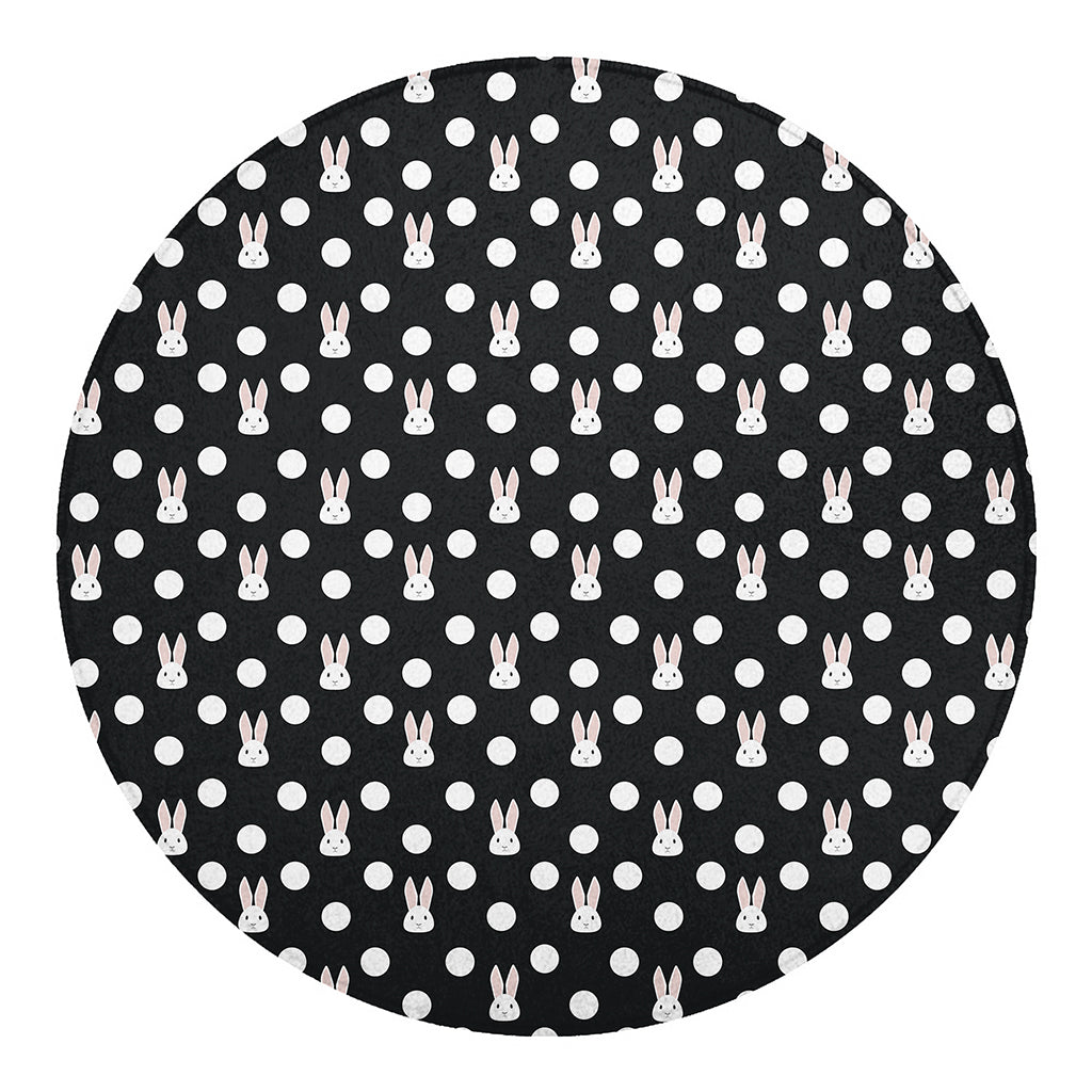 Polka Dot Rabbit Pattern Print Round Blanket