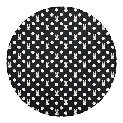 Polka Dot Rabbit Pattern Print Round Blanket
