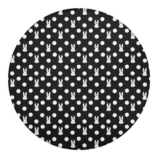 Polka Dot Rabbit Pattern Print Round Blanket