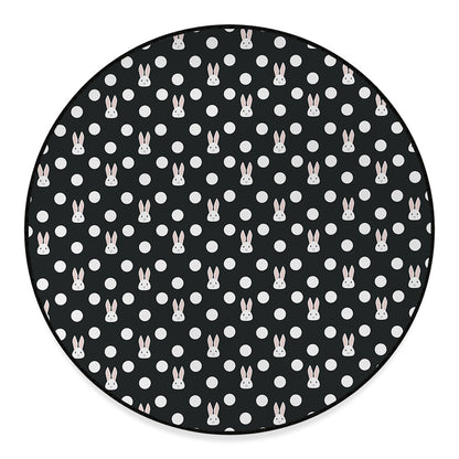Polka Dot Rabbit Pattern Print Round Floor Mat