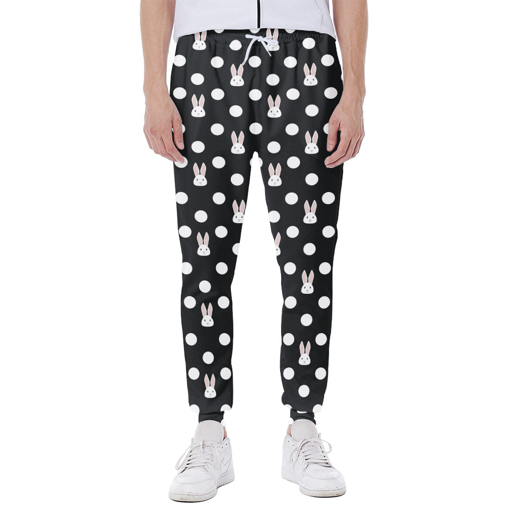 Polka Dot Rabbit Pattern Print Scuba Joggers