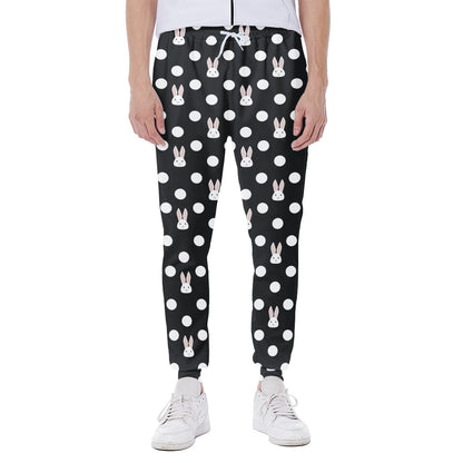 Polka Dot Rabbit Pattern Print Scuba Joggers