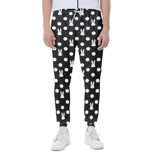 Polka Dot Rabbit Pattern Print Scuba Joggers