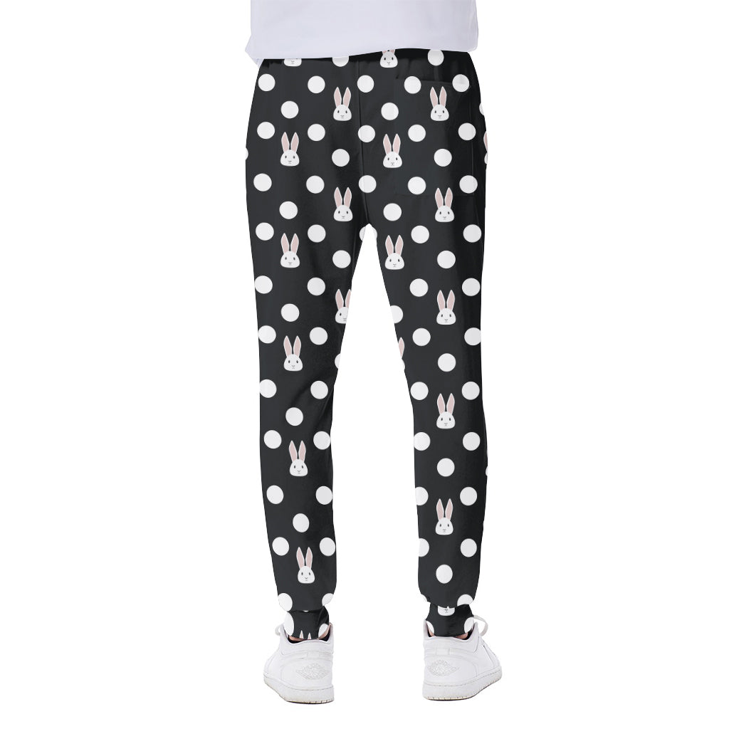Polka Dot Rabbit Pattern Print Scuba Joggers