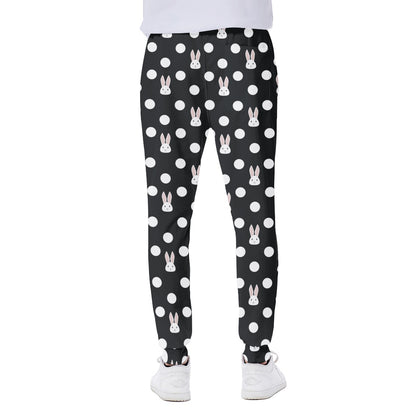 Polka Dot Rabbit Pattern Print Scuba Joggers