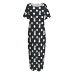 Polka Dot Rabbit Pattern Print Short Sleeve Long Nightdress