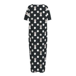 Polka Dot Rabbit Pattern Print Short Sleeve Long Nightdress