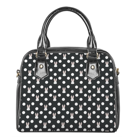 Polka Dot Rabbit Pattern Print Shoulder Handbag
