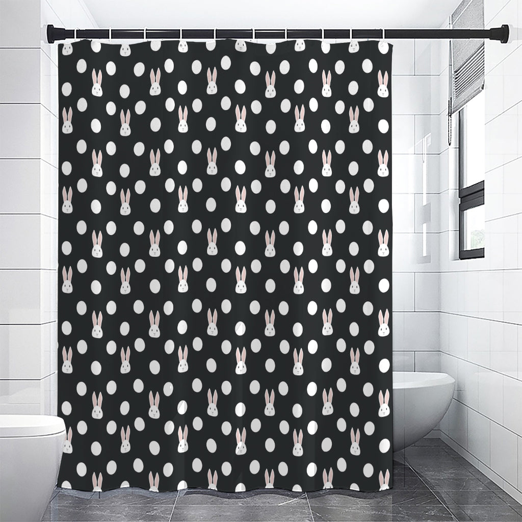 Polka Dot Rabbit Pattern Print Shower Curtain