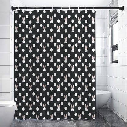 Polka Dot Rabbit Pattern Print Shower Curtain