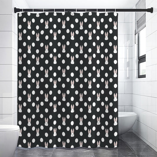 Polka Dot Rabbit Pattern Print Shower Curtain