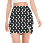 Polka Dot Rabbit Pattern Print Side Slit Mini Skirt