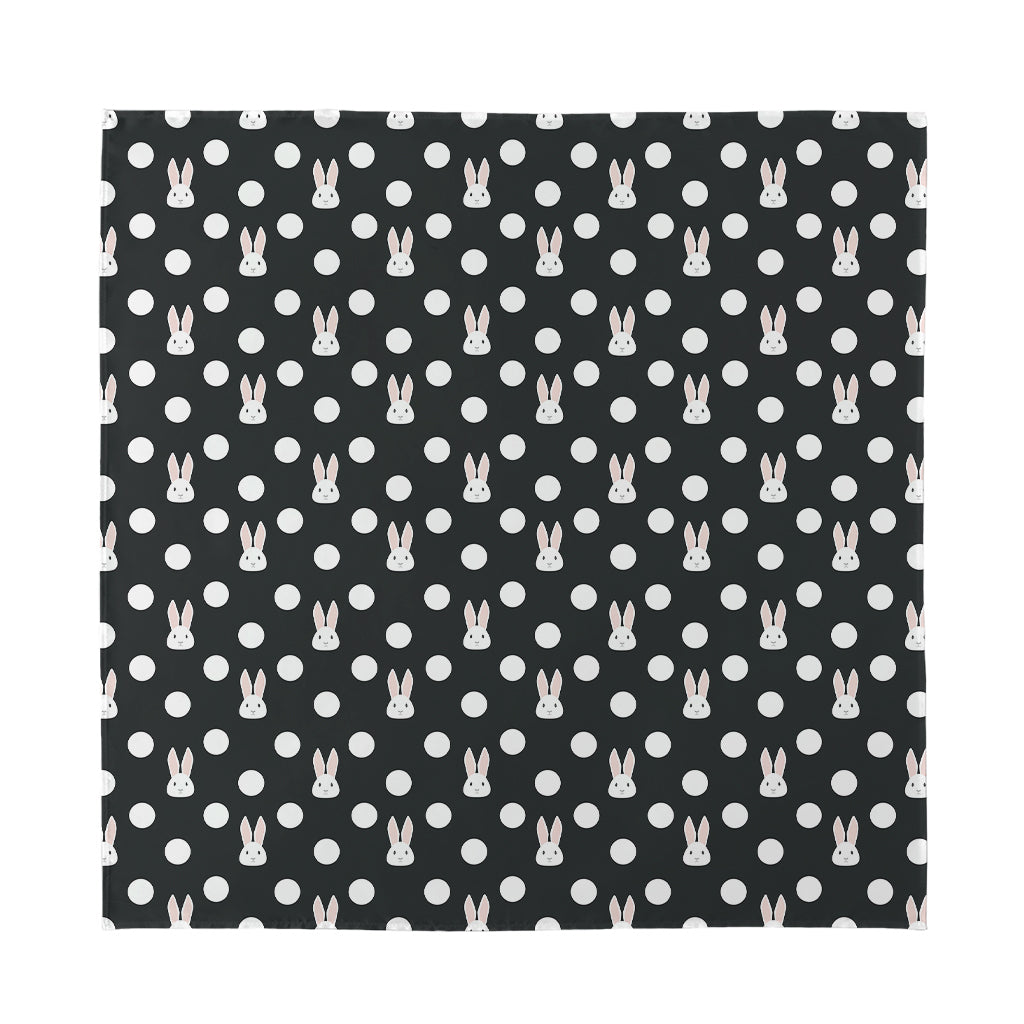 Polka Dot Rabbit Pattern Print Silk Bandana