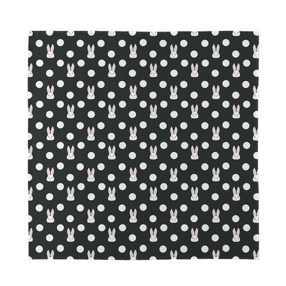 Polka Dot Rabbit Pattern Print Silk Bandana