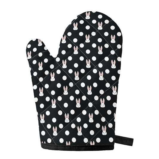 Polka Dot Rabbit Pattern Print Single Oven Mitt