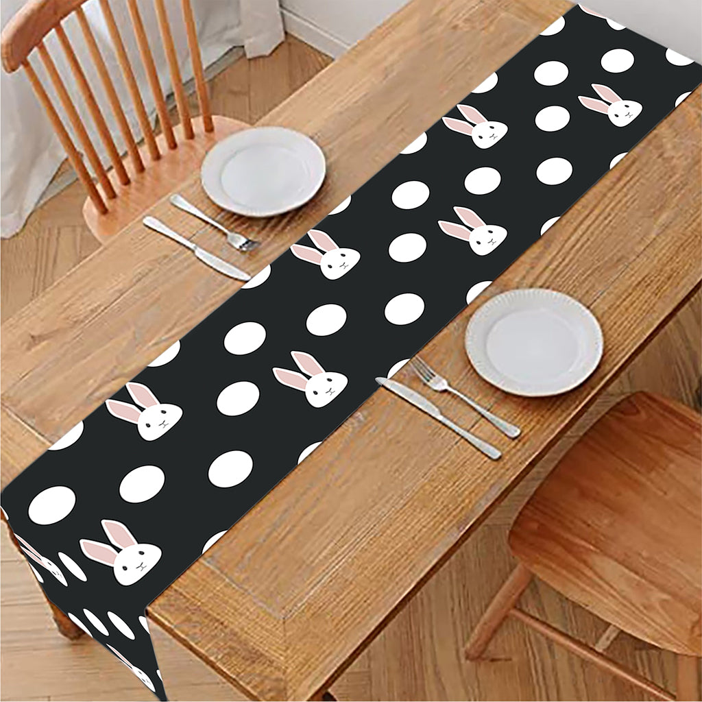 Polka Dot Rabbit Pattern Print Table Runner